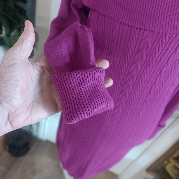 BCBG Max Azria Boysenberry Cable Knit SAHANA Midi Sheath Dress Size Large - Picture 7 of 10